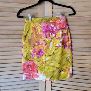 J. Crew Watercolor Floral Pencil Skirt